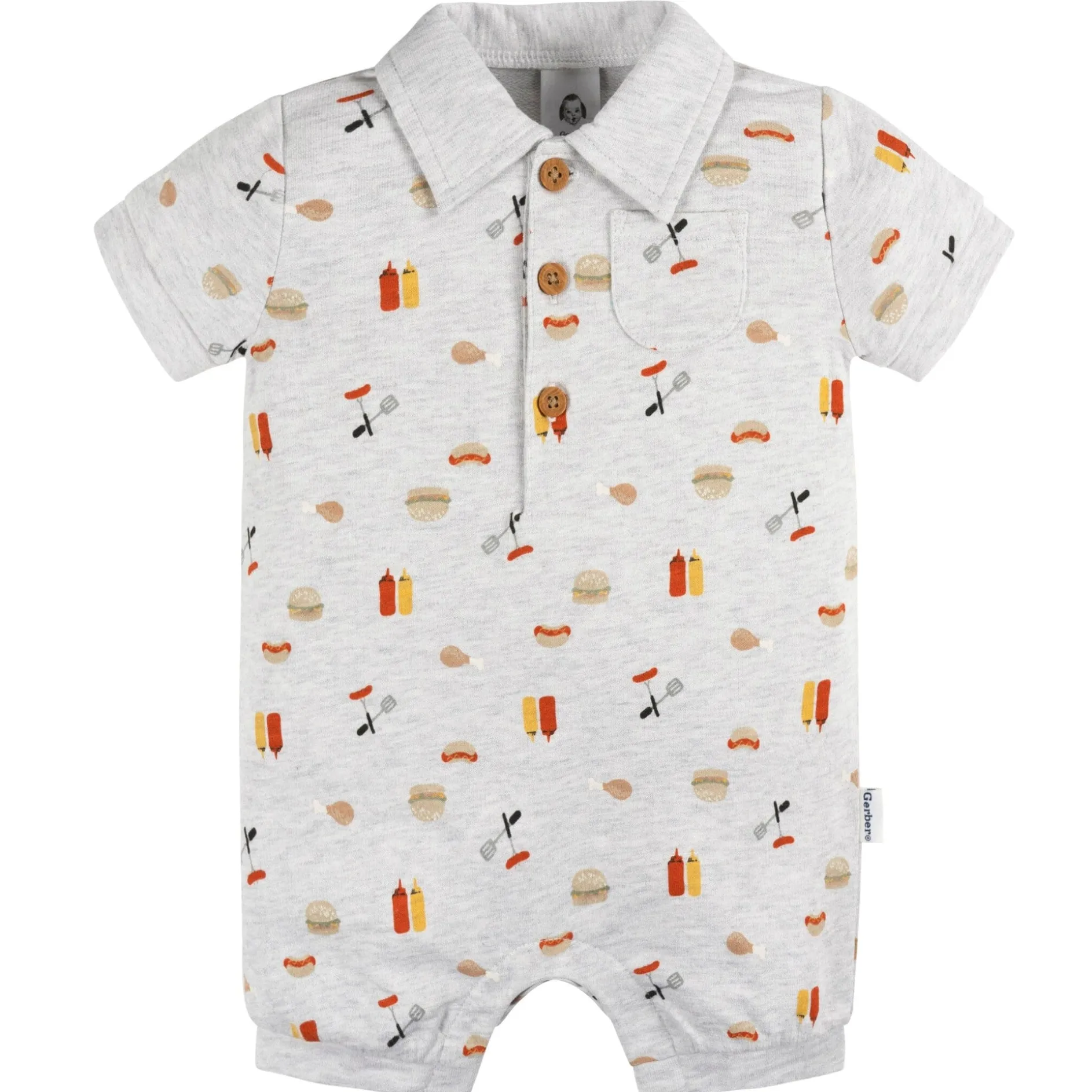 Baby Boys Barbeque Collared Romper