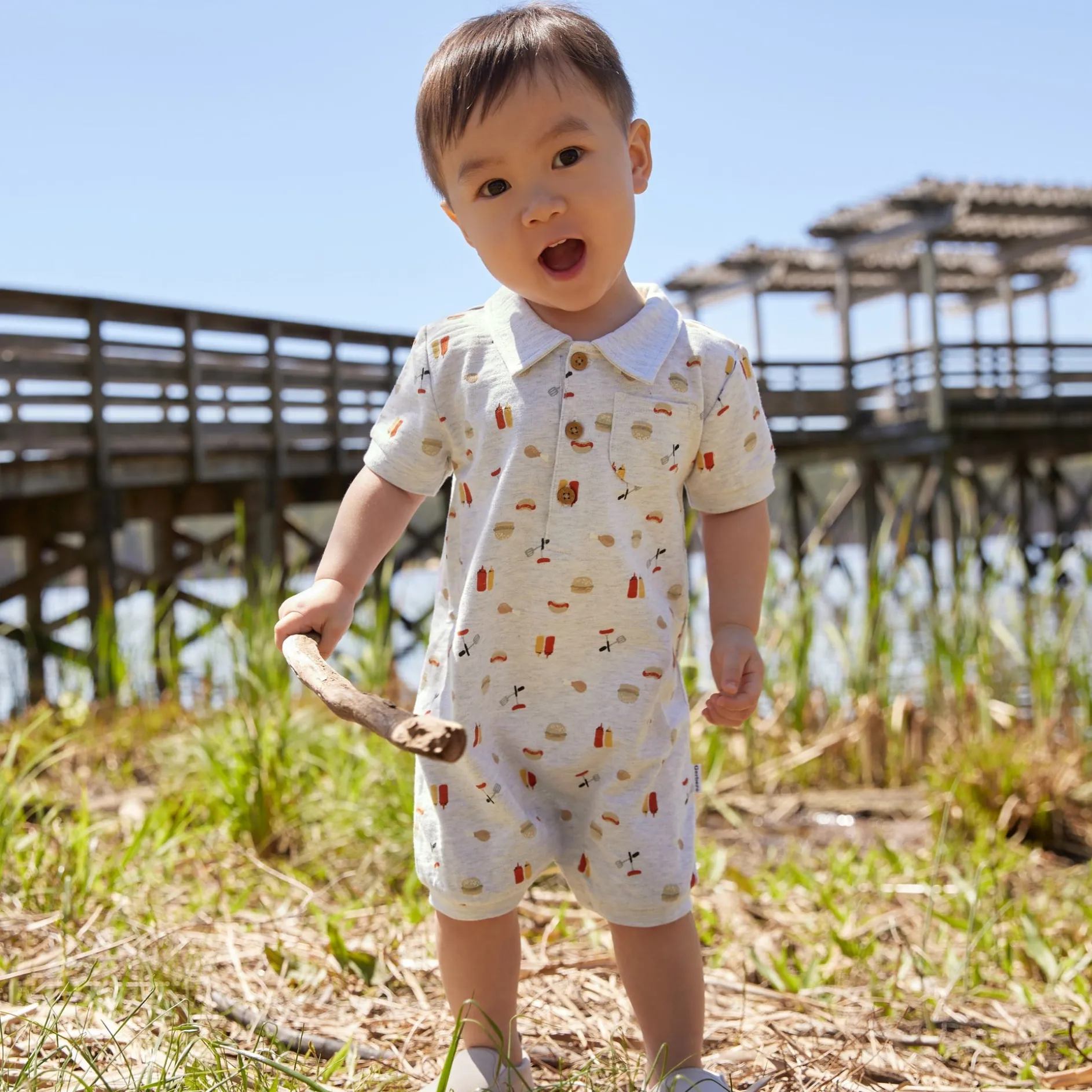Baby Boys Barbeque Collared Romper