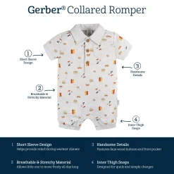 Baby Boys Barbeque Collared Romper