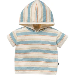 Baby Boys Beige Stripe Short Sleeve Hooded Top