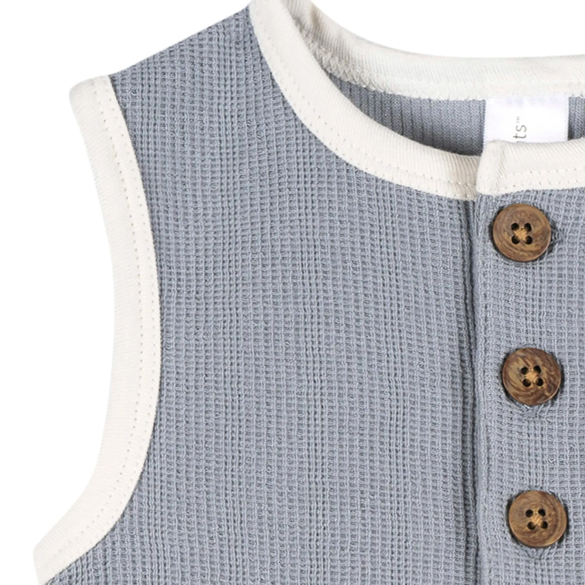 Baby Boys Blue Grey Henley Romper