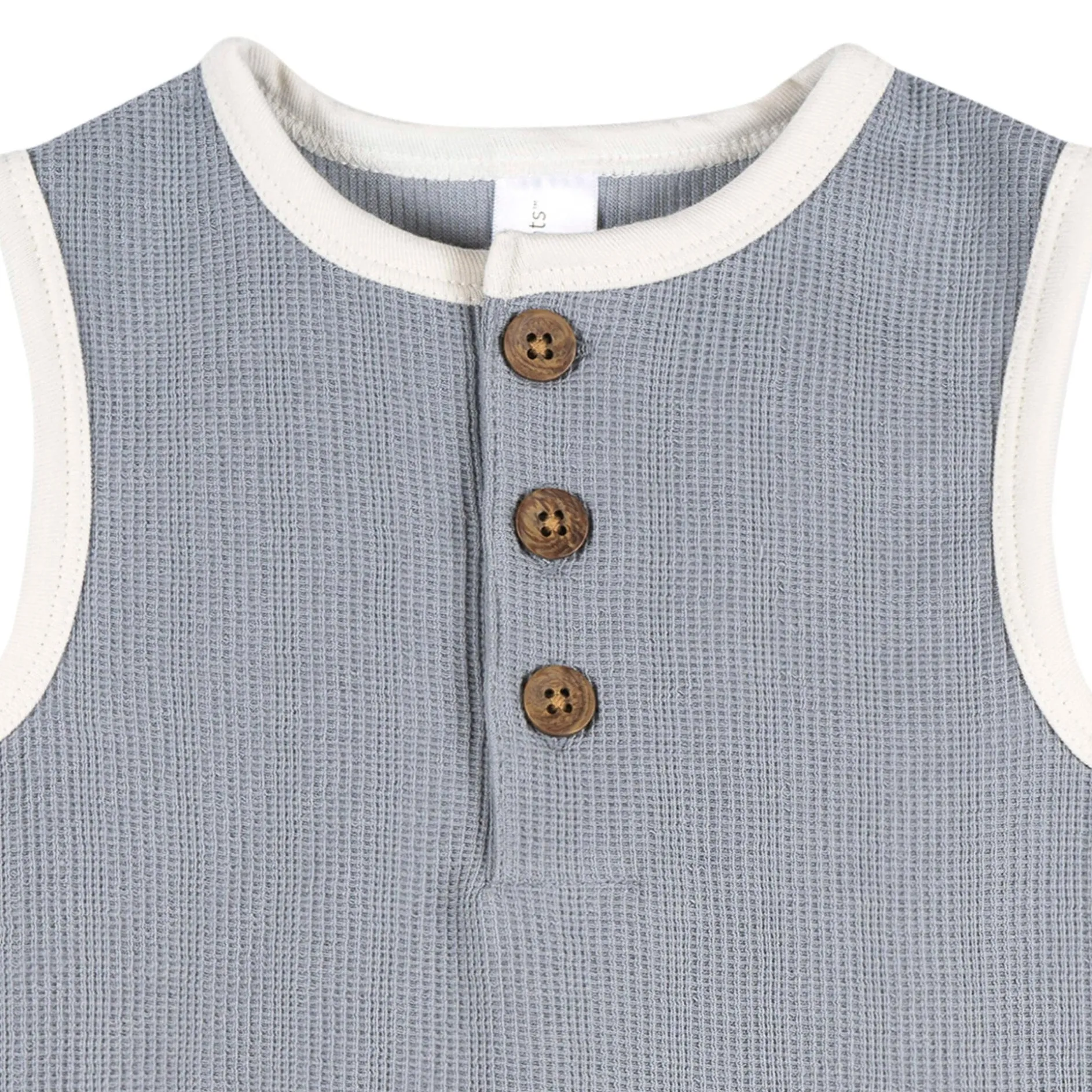 Baby Boys Blue Grey Henley Romper