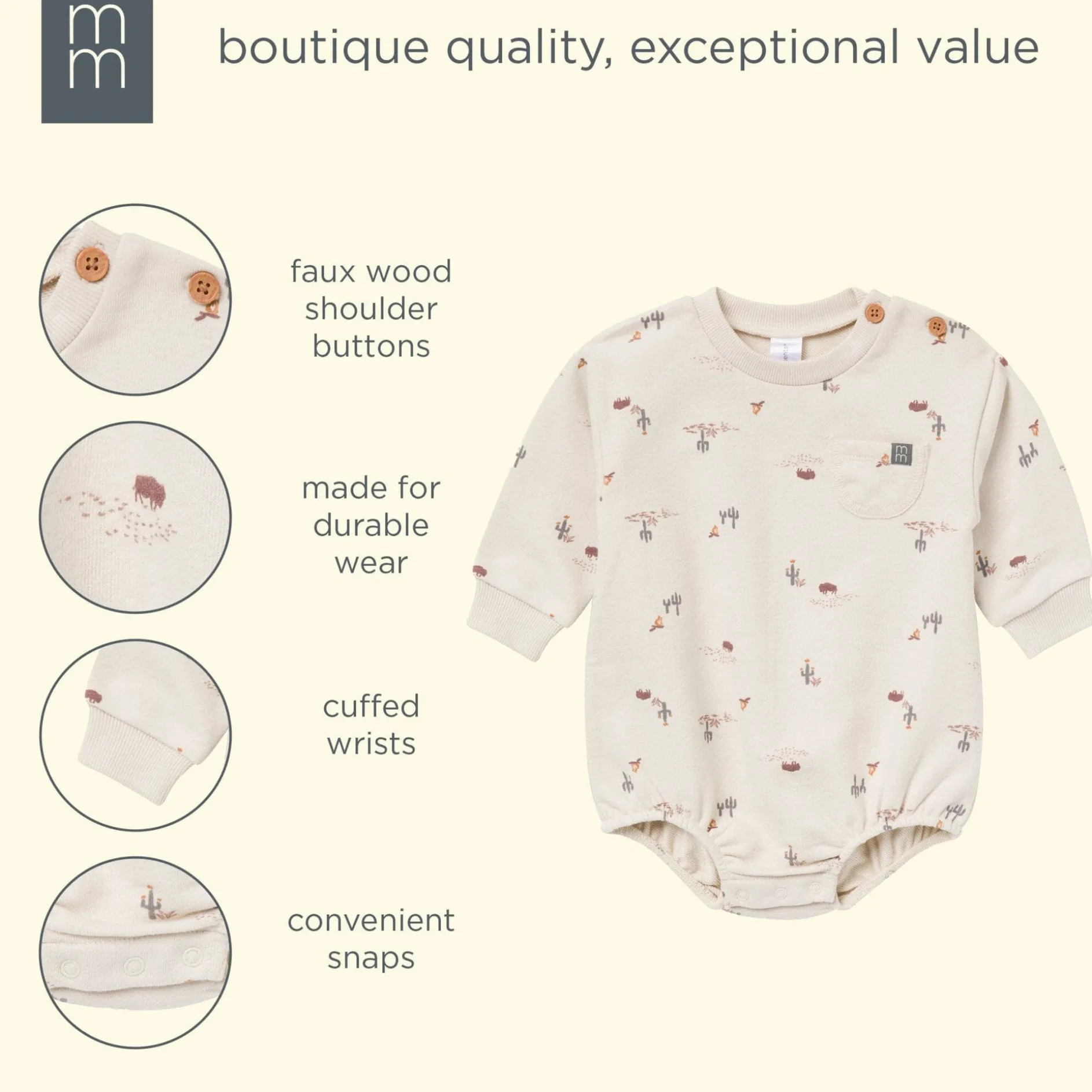 Baby Boys Buffalo Desert Bubble Romper