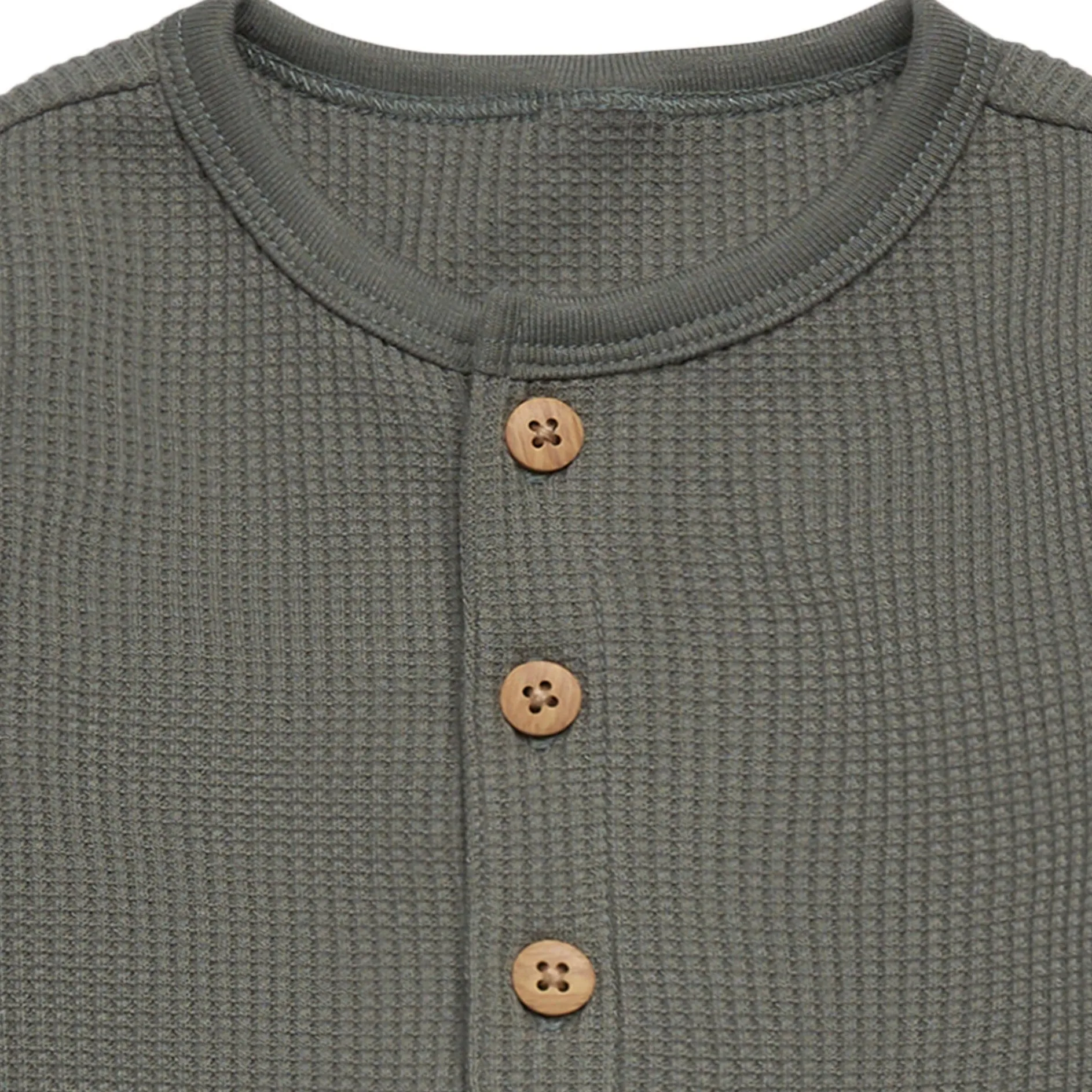 Baby Boys Dark Green Kangaroo Pocket Waffle Romper