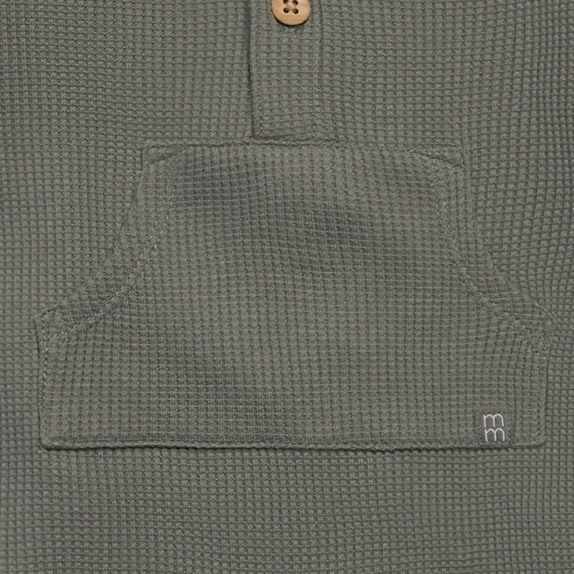 Baby Boys Dark Green Kangaroo Pocket Waffle Romper