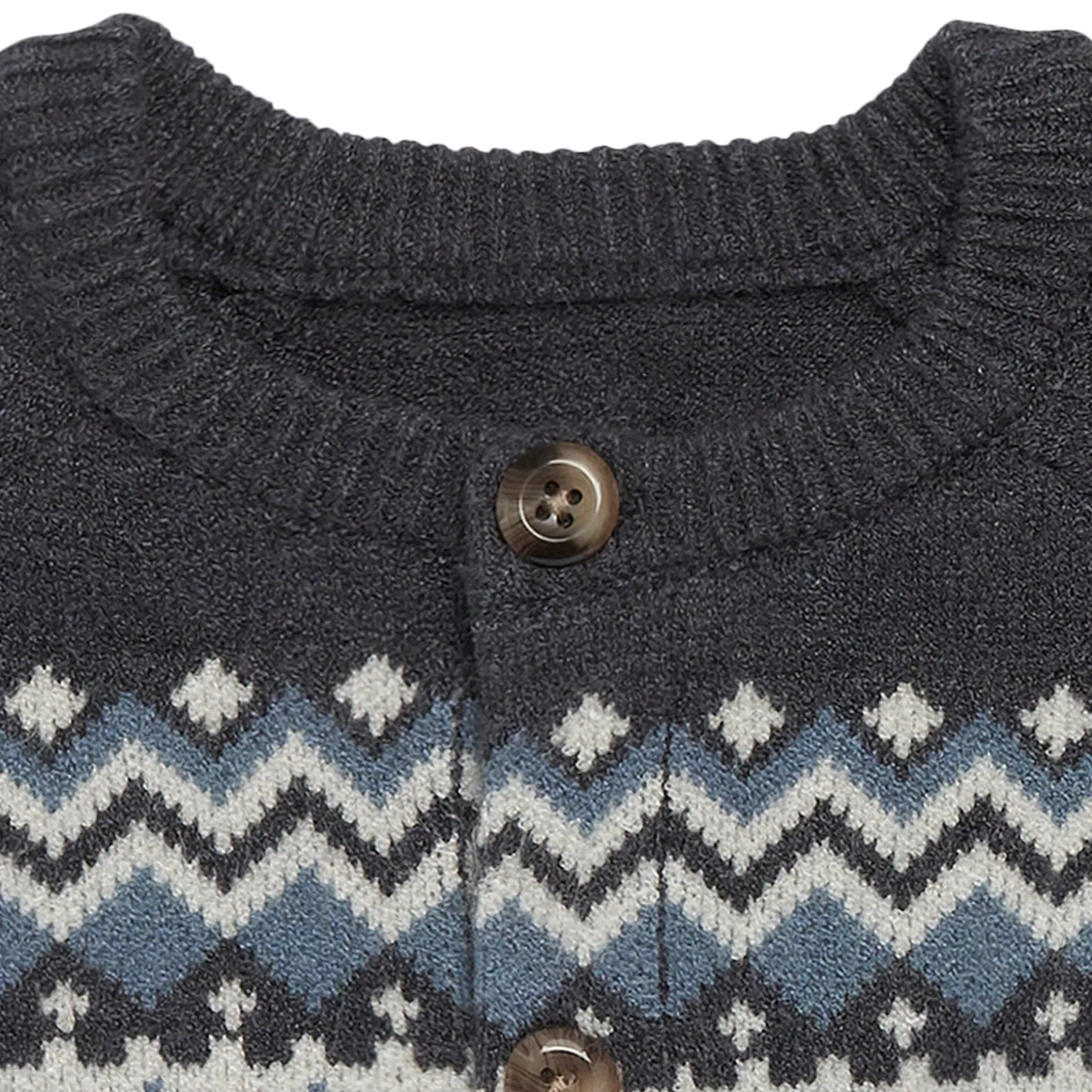 Baby Boys Dark Grey Heather Fair Isle Viscose Sweater