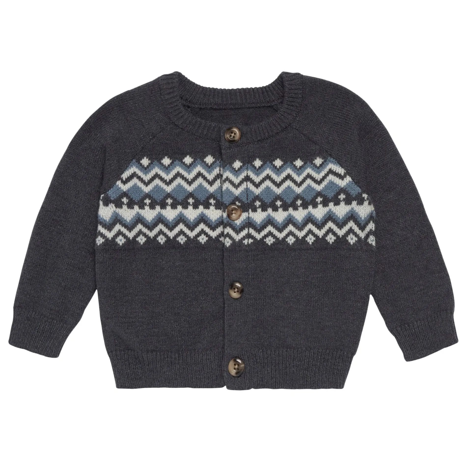 Baby Boys Dark Grey Heather Fair Isle Viscose Sweater