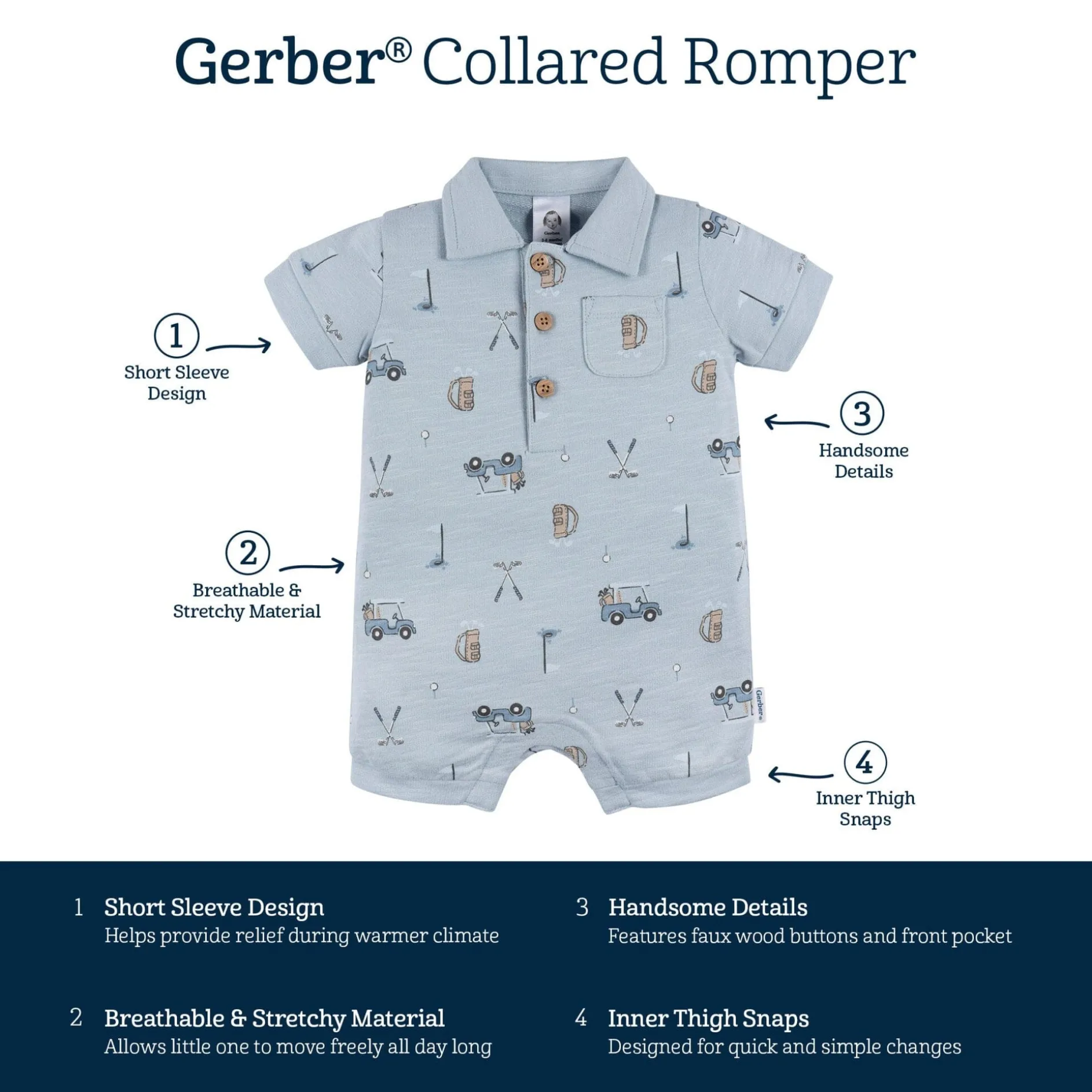 Baby Boys Golf Polo Romper