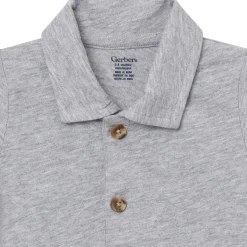Baby Boys Gray Heather Polo Bodysuit