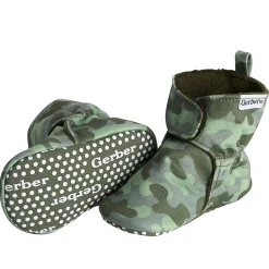 Baby Boys Green Camo Soft Booties