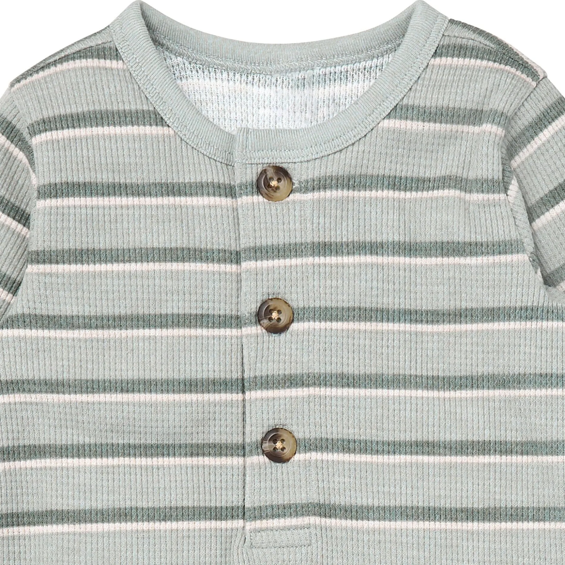 Baby Boys Green Stripes Waffle Slouch Romper