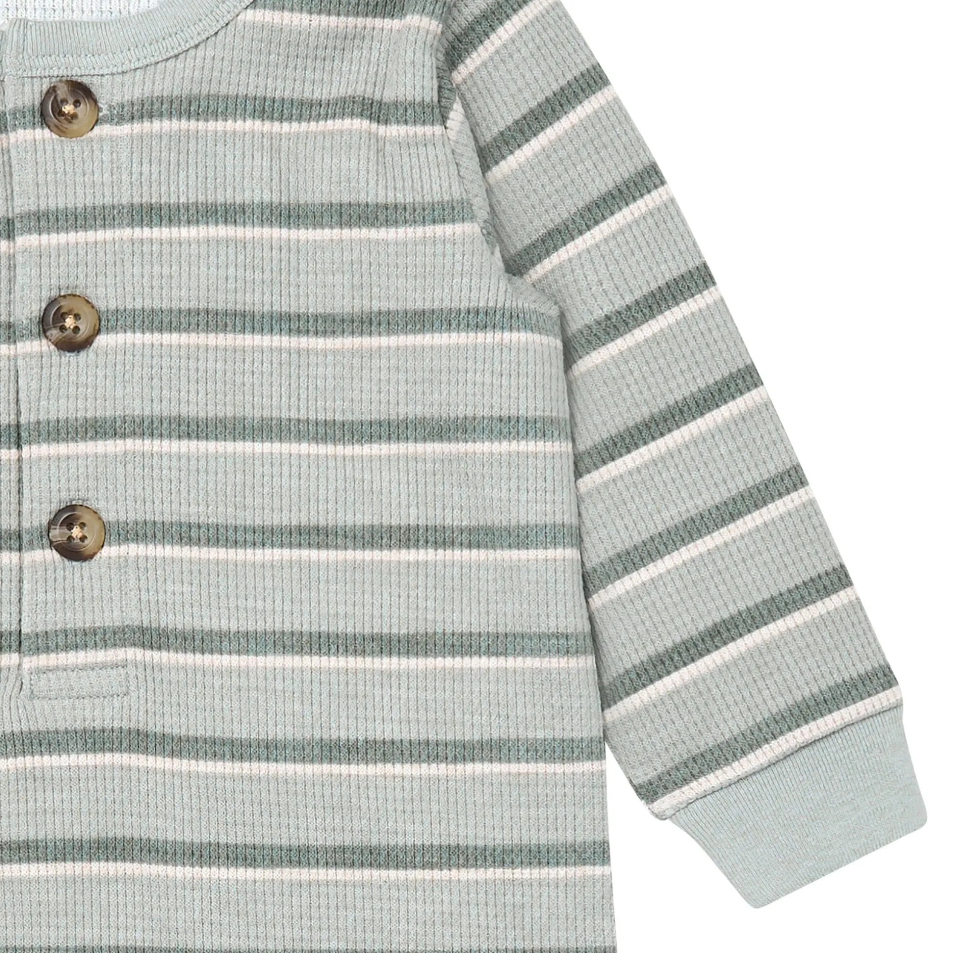 Baby Boys Green Stripes Waffle Slouch Romper