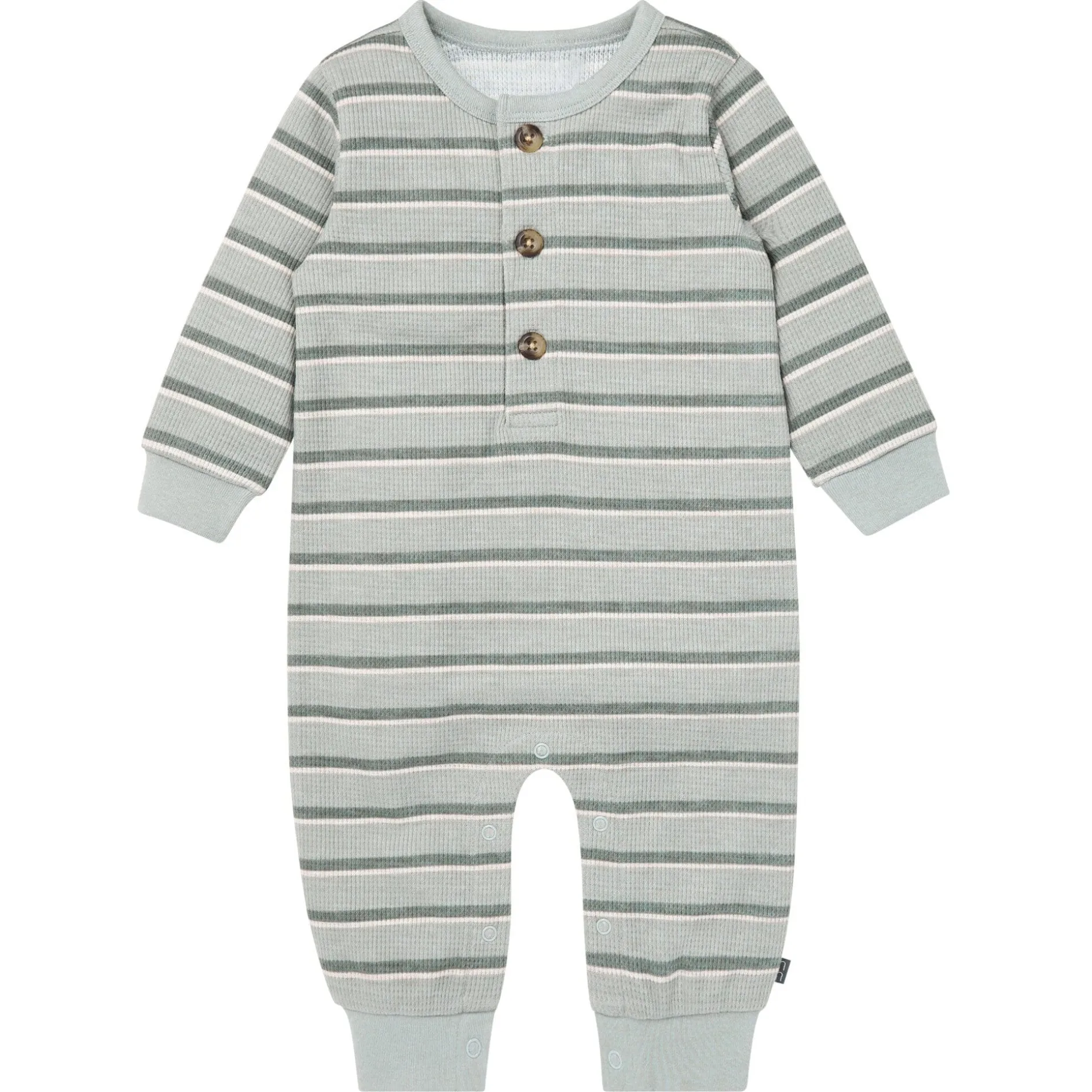 Baby Boys Green Stripes Waffle Slouch Romper