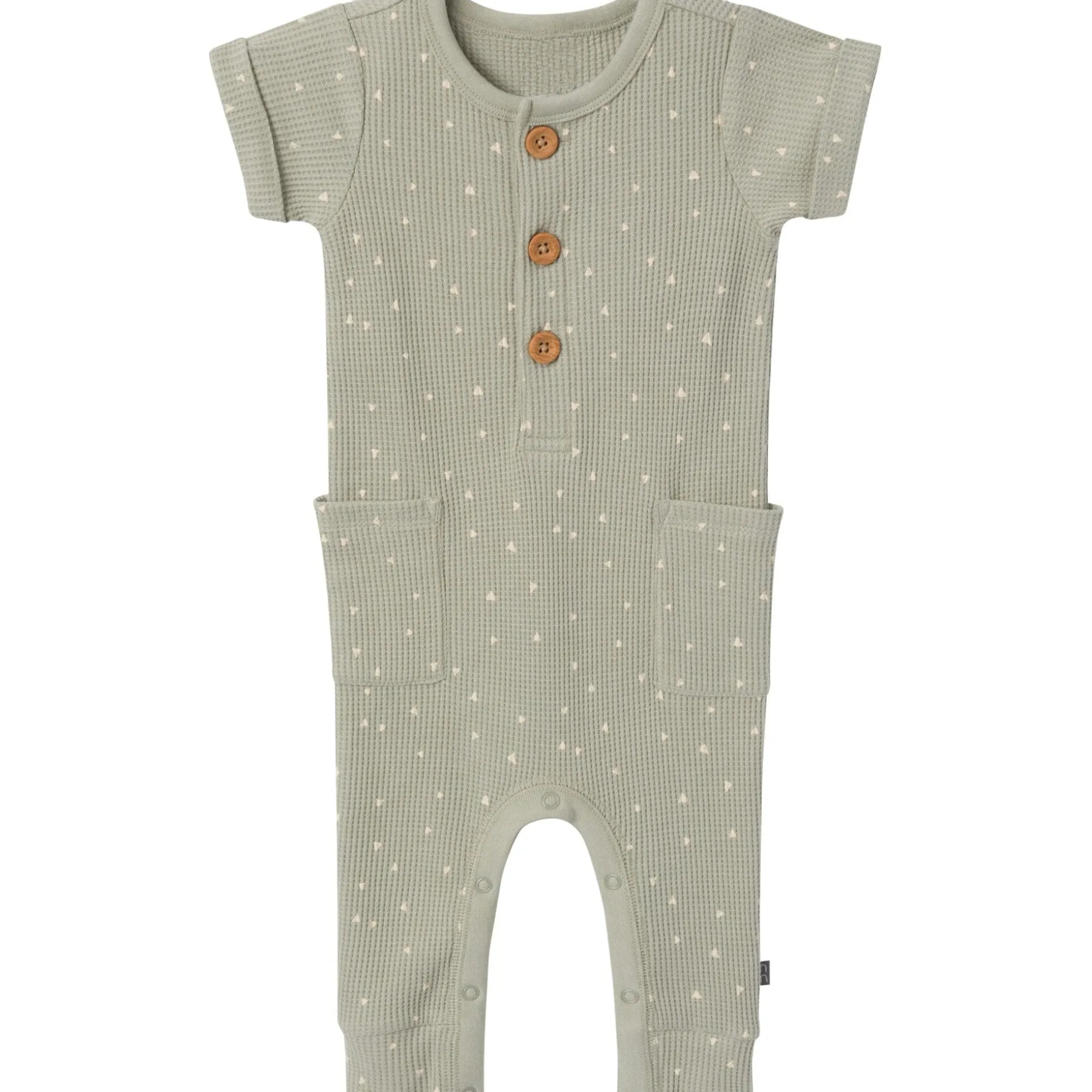 Baby Boys Green Triangles Short Sleeve Long Leg Romper