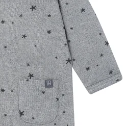 Baby Boys Grey Heather Stars Hacci Long Sleeve Romper