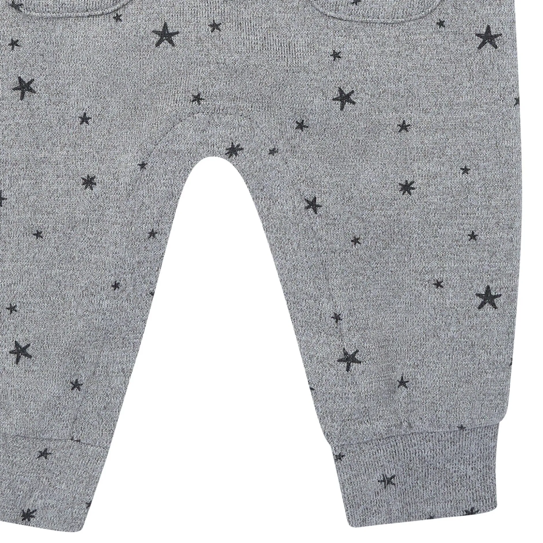 Baby Boys Grey Heather Stars Hacci Long Sleeve Romper