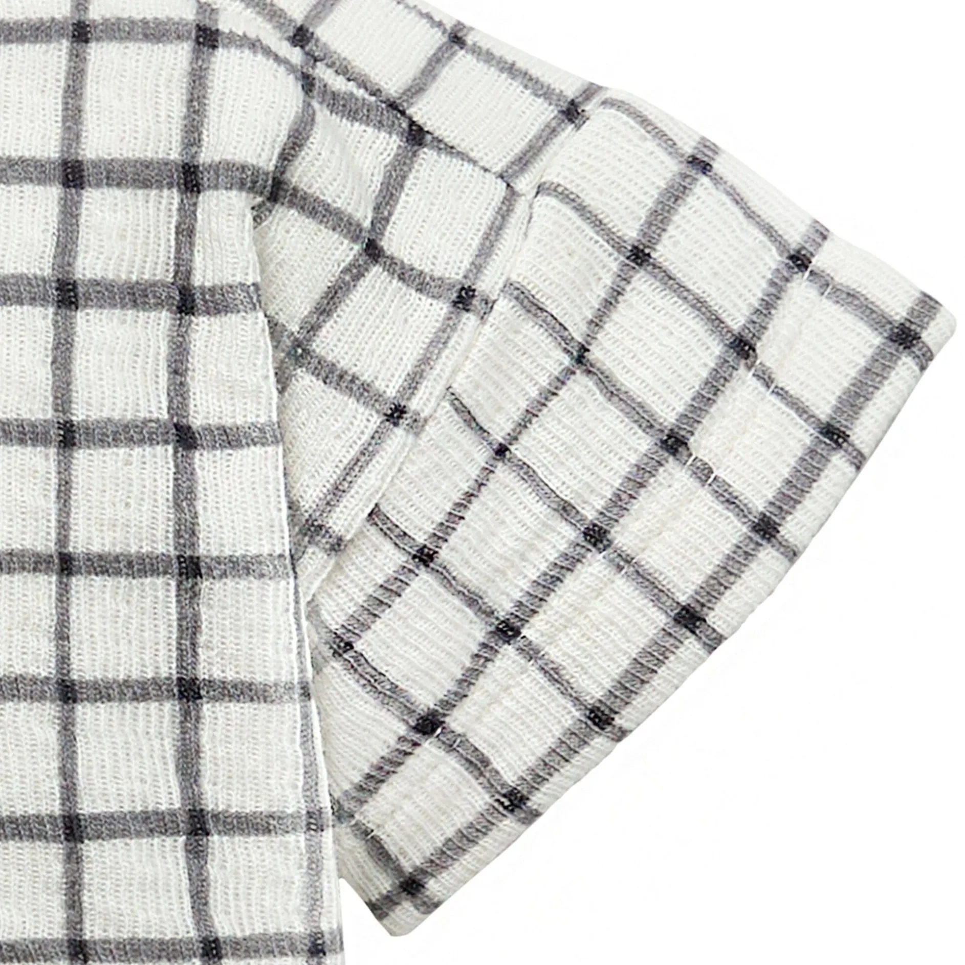 Baby Boys Grey Plaid Henley Drop Shoulder Top