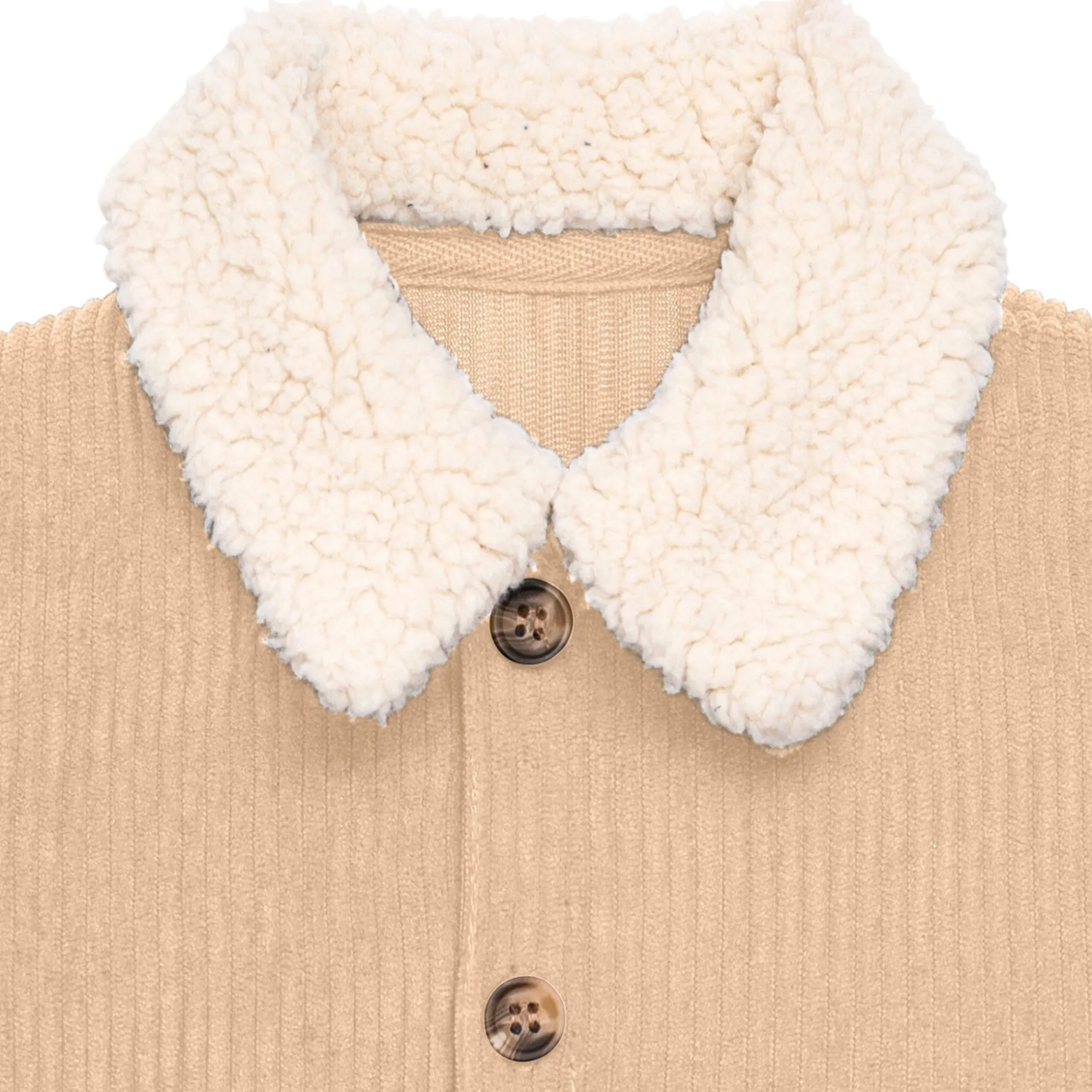 Baby Boys Light Tan Sherpa Collar Corduroy Romper