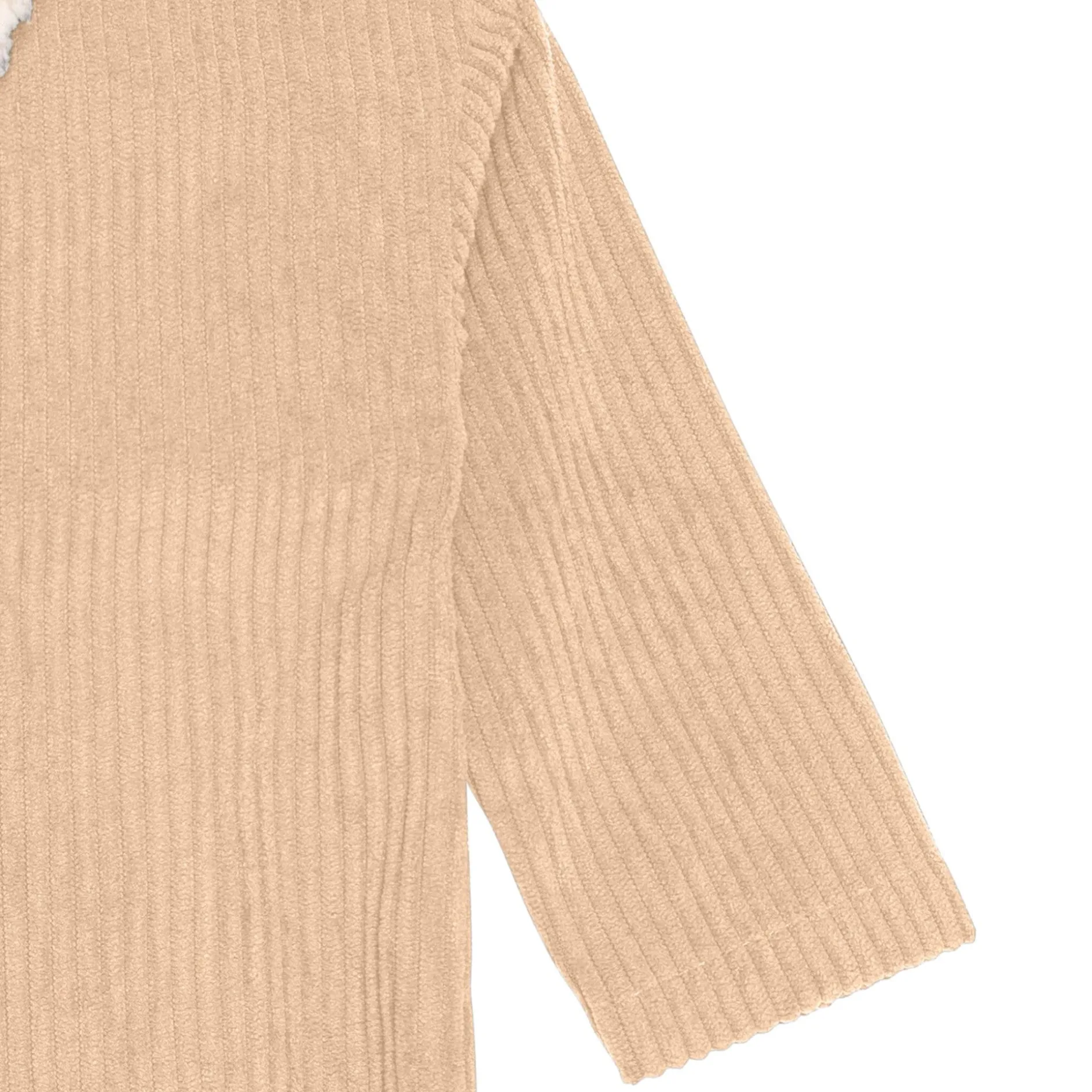 Baby Boys Light Tan Sherpa Collar Corduroy Romper