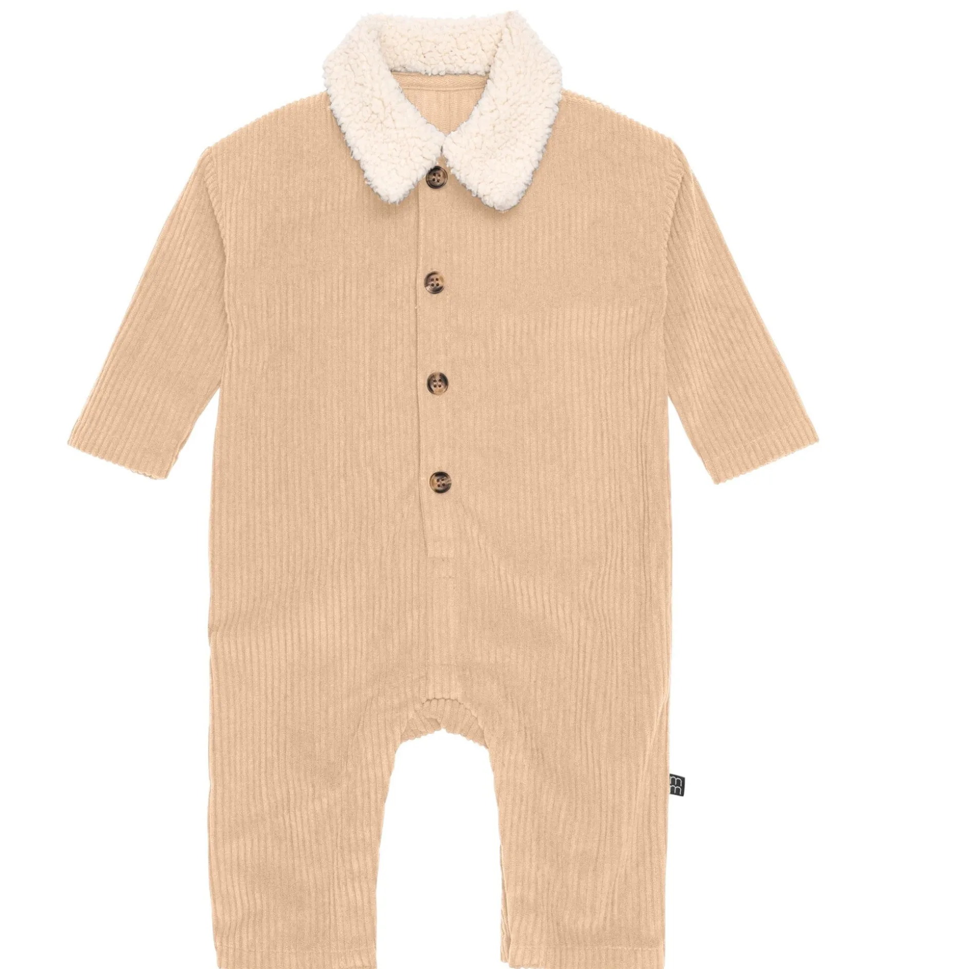 Baby Boys Light Tan Sherpa Collar Corduroy Romper
