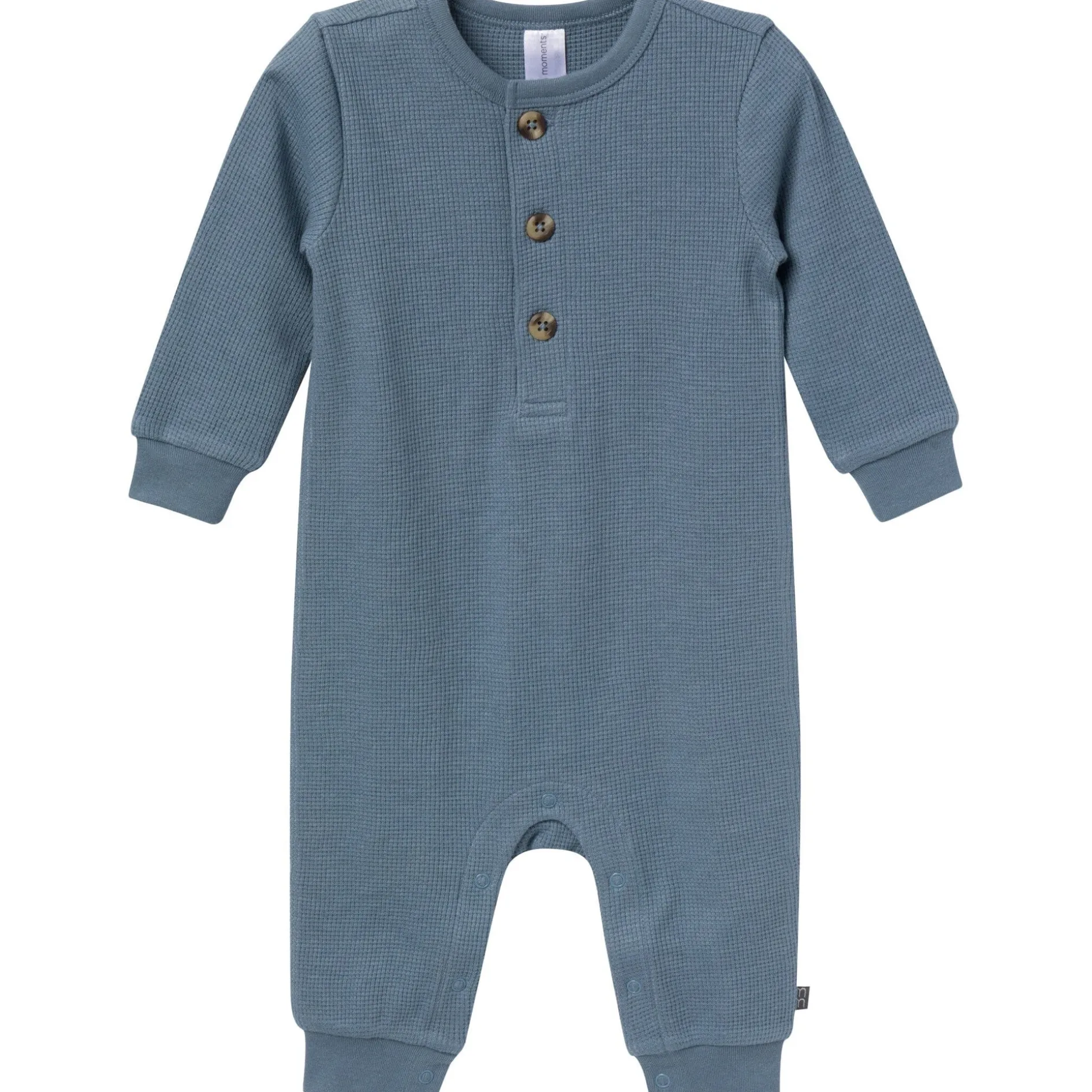 Baby Boys Medium Blue Waffle Slouch Romper