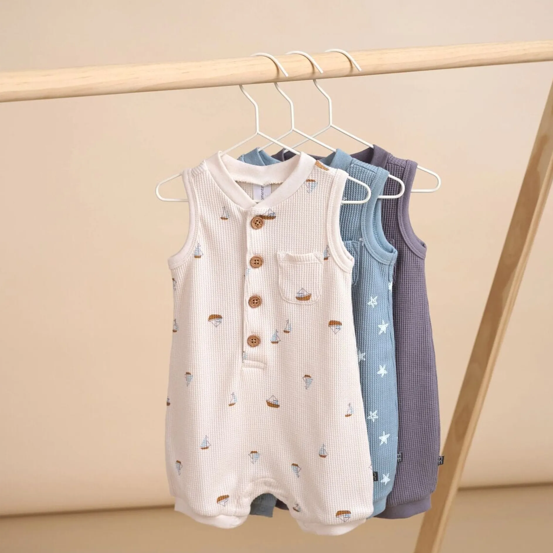 Baby Boys Medium Grey Sleeveless Romper