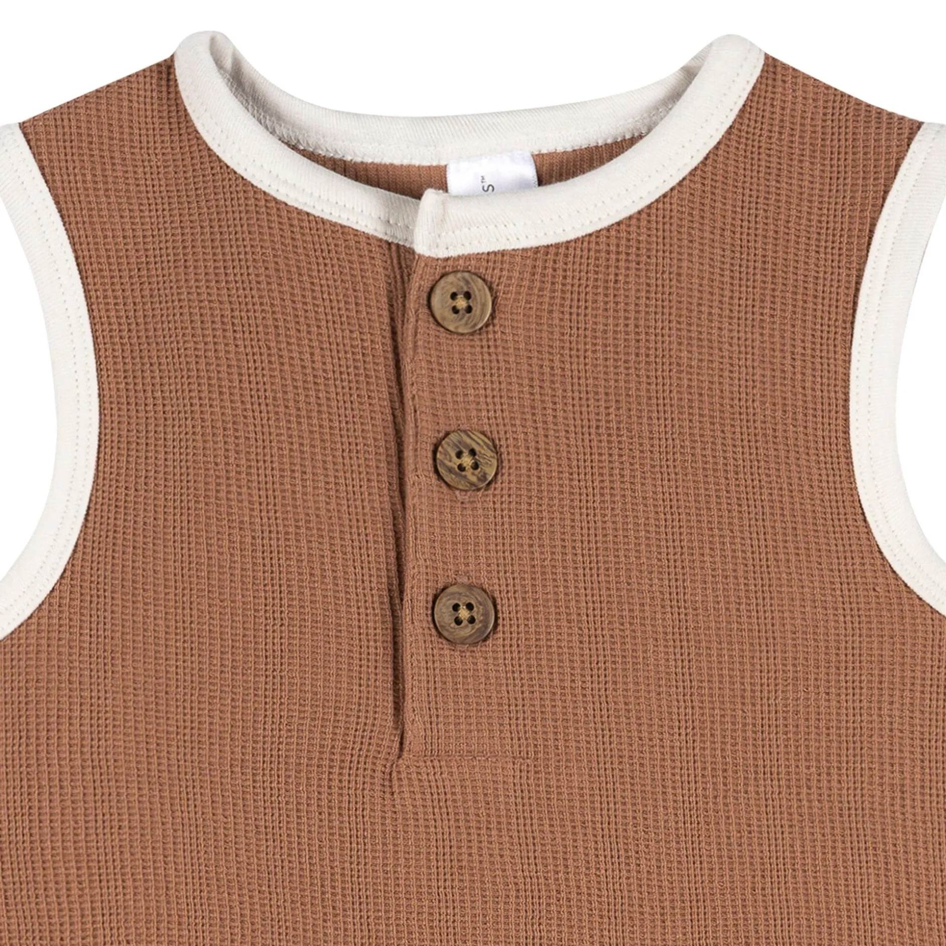 Baby Boys Mocha Henley Romper