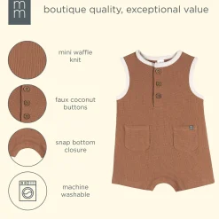 Baby Boys Mocha Henley Romper