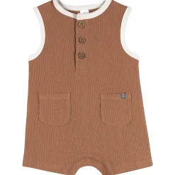 Baby Boys Mocha Henley Romper