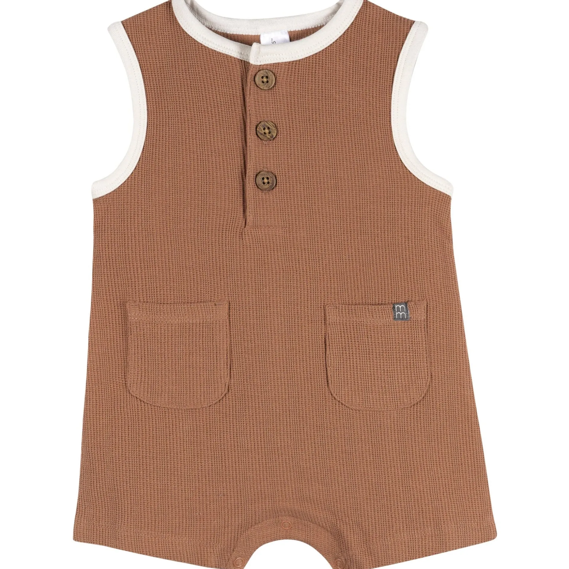 Baby Boys Mocha Henley Romper