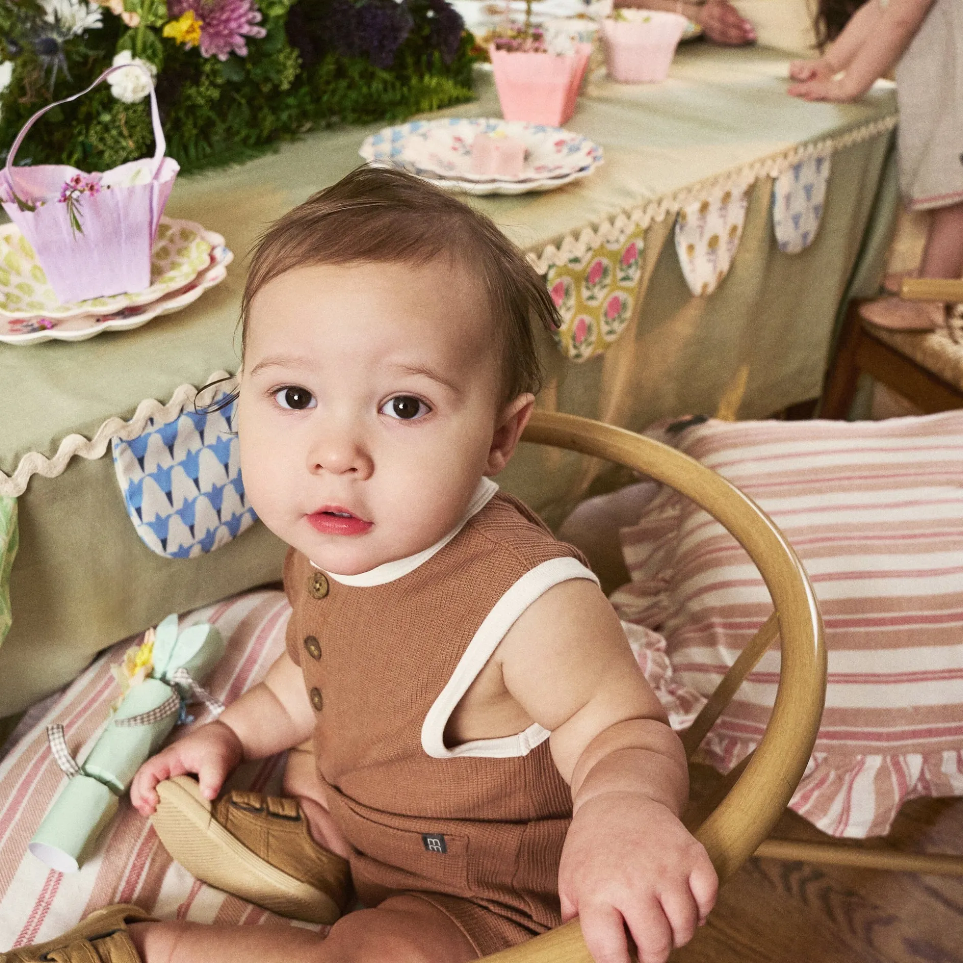 Baby Boys Mocha Henley Romper
