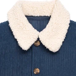 Baby Boys Navy Sherpa Collar Corduroy Romper