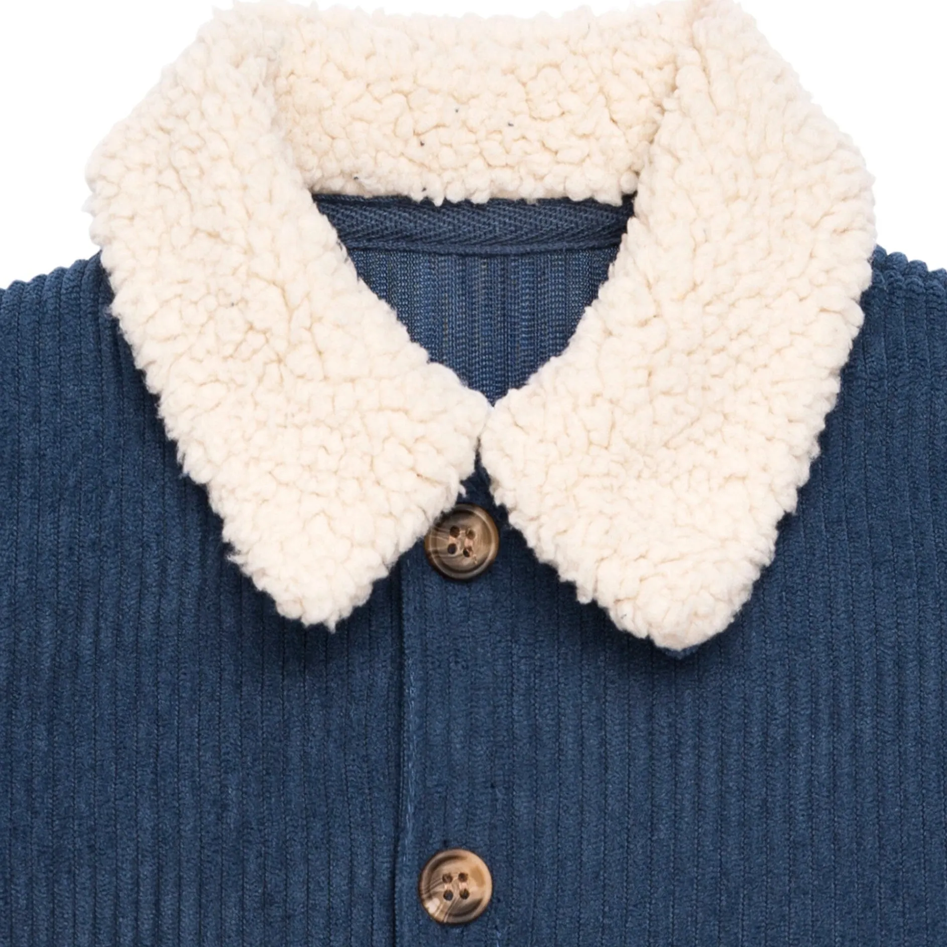 Baby Boys Navy Sherpa Collar Corduroy Romper