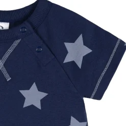 Baby Boys Navy Stars Kangaroo Pocket Romper