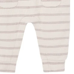 Baby Boys Oatmeal Heather Stripe Hacci Long Sleeve Romper