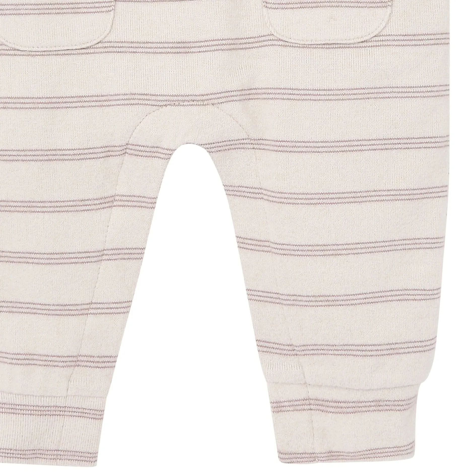 Baby Boys Oatmeal Heather Stripe Hacci Long Sleeve Romper