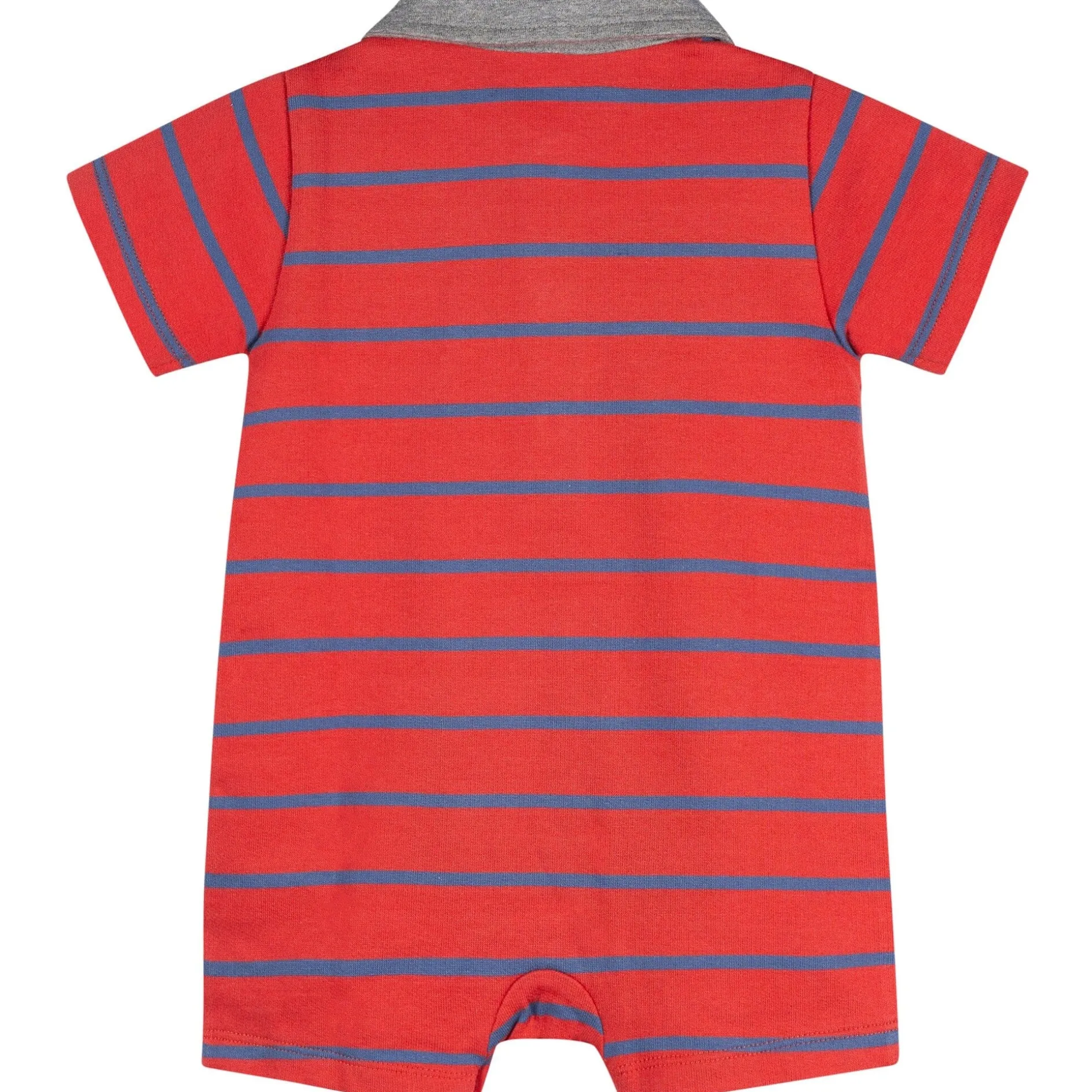 Baby Boys Red & Blue Stripe Collared Romper