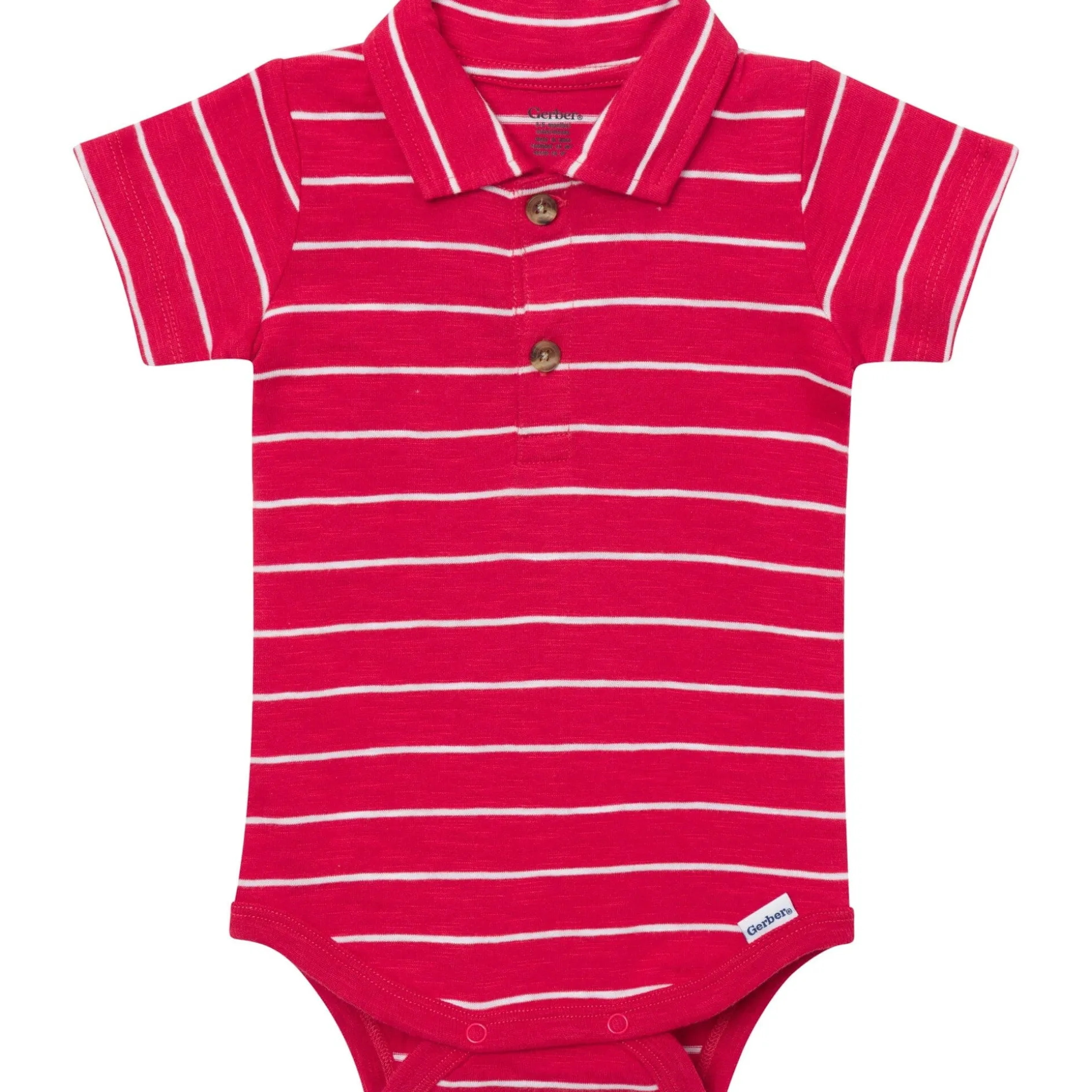 Baby Boys Red Stripes Polo Bodysuit