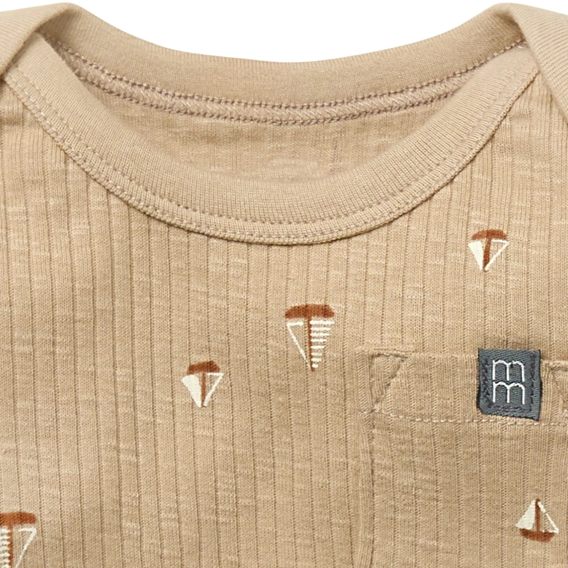 Baby Boys Tan Sail Boat Short Sleeve Bodysuit