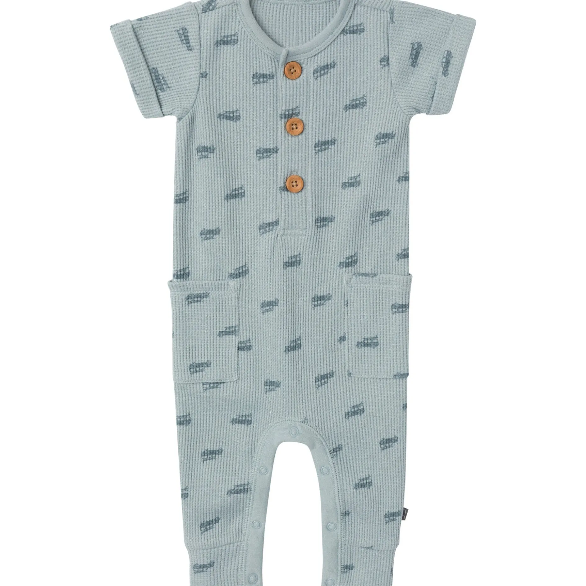 Baby Boys Teal Buggy Short Sleeve Long Leg Romper