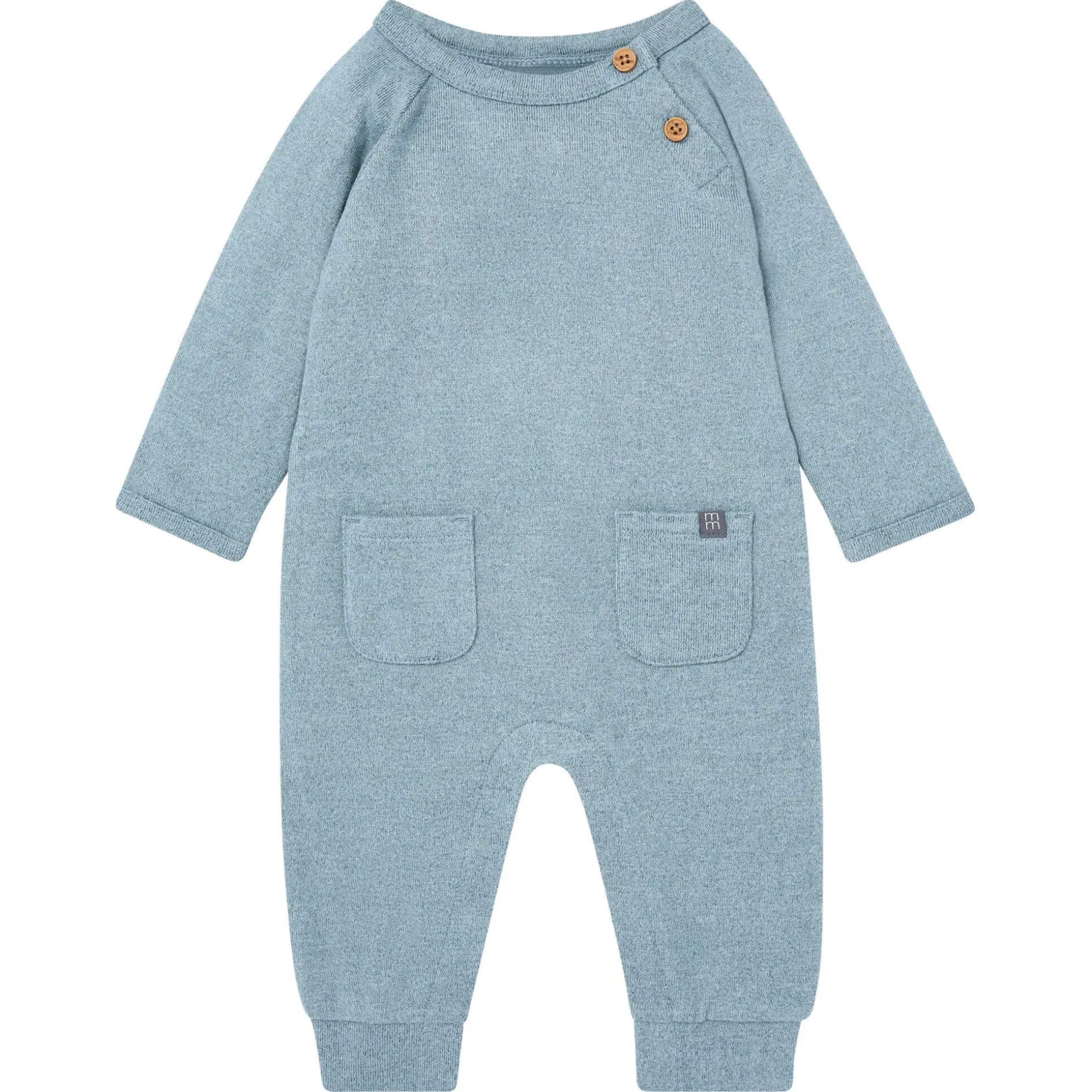 Baby Boys Teal Heather Hacci Long Sleeve Romper