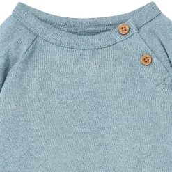Baby Boys Teal Heather Hacci Long Sleeve Romper
