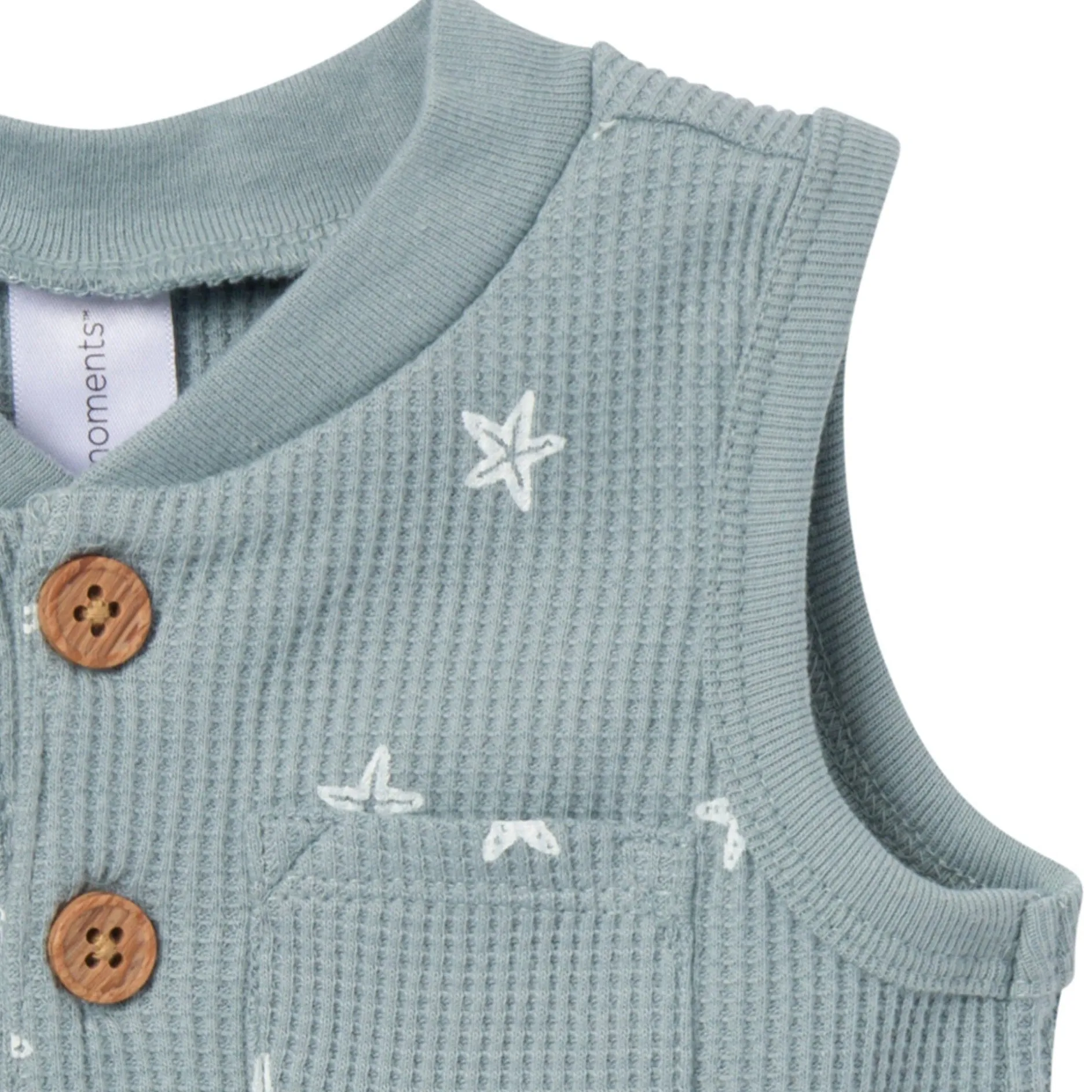 Baby Boys Teal Starfish Sleeveless Romper