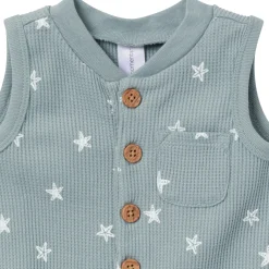 Baby Boys Teal Starfish Sleeveless Romper