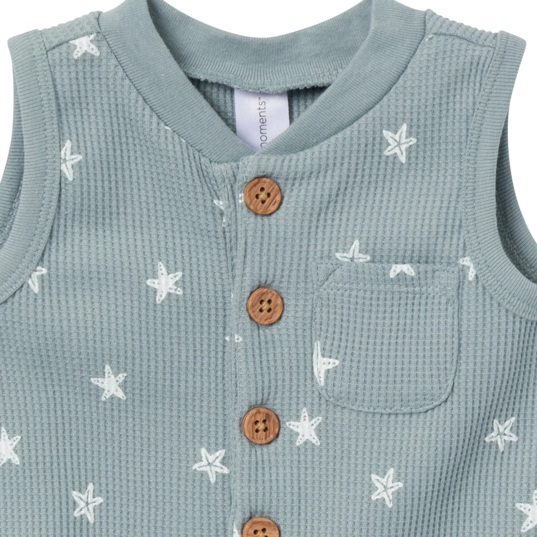 Baby Boys Teal Starfish Sleeveless Romper