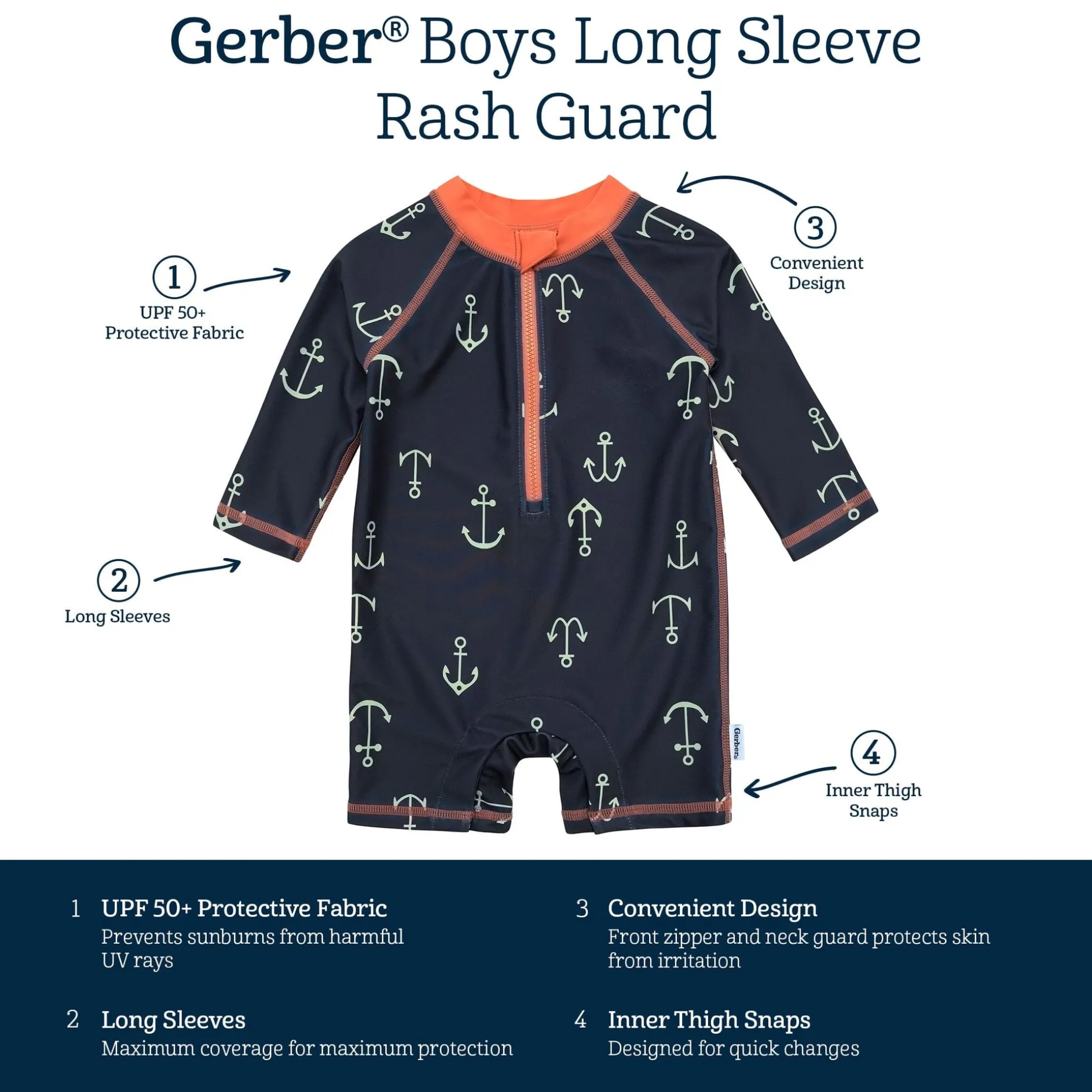 Baby Boys UPF 50+ Anchors Rash Guard