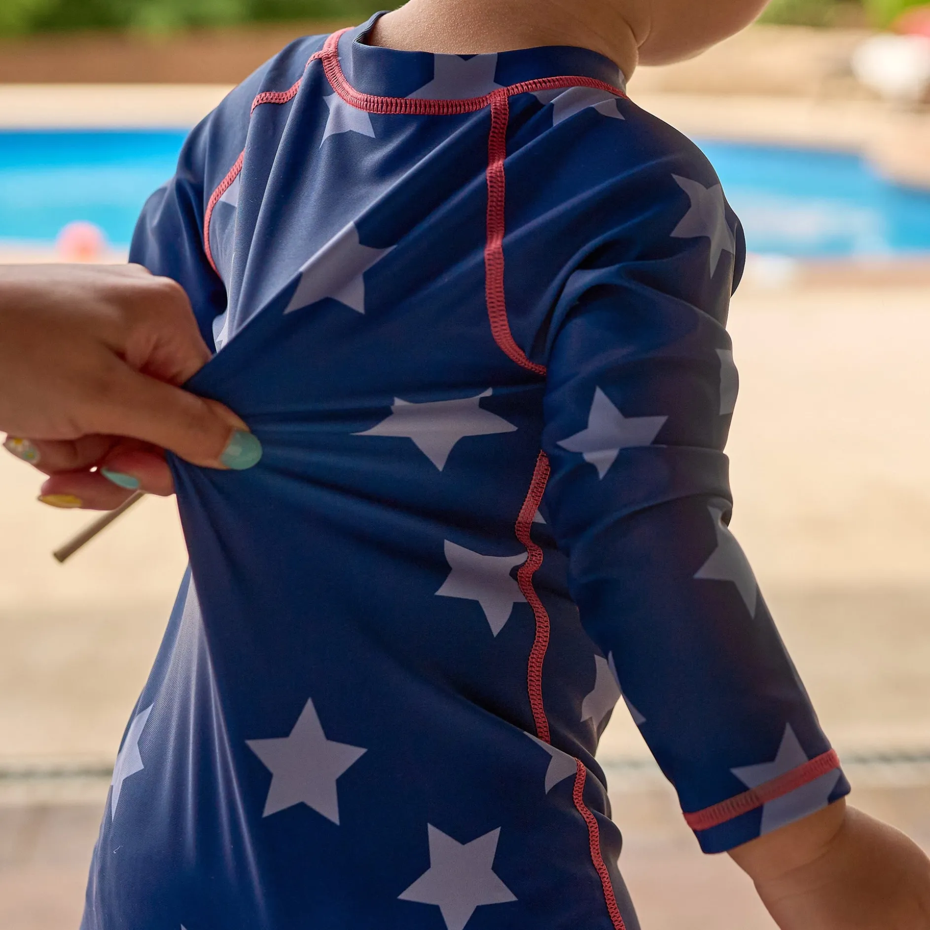 Baby Boys UPF 50+ Blue Stars Long Sleeve Rash Guard