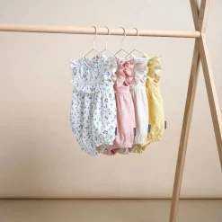 Baby Girls Blue Ditsy Ruffle Bubble Romper