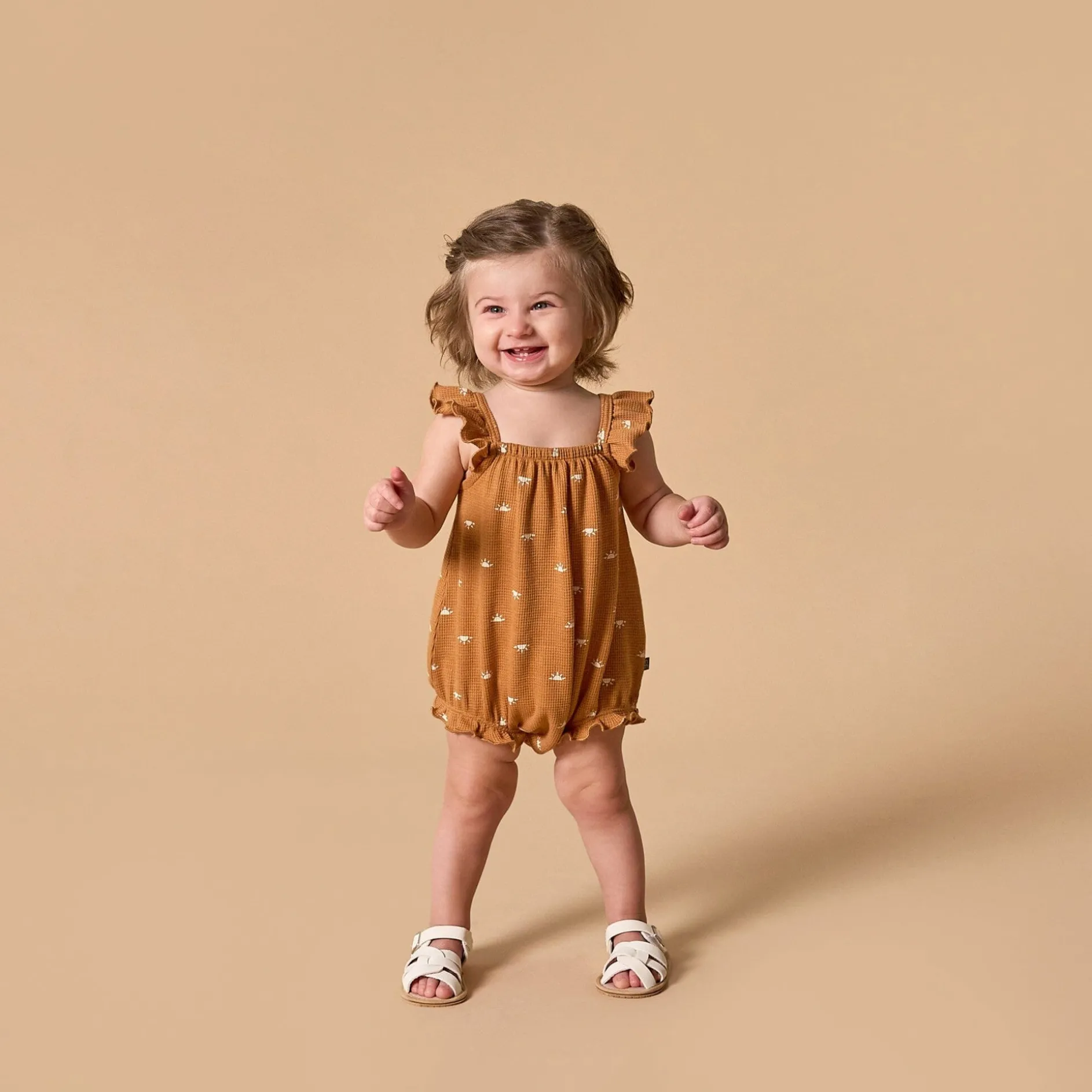 Baby Girls Brown Sun Bubble Romper