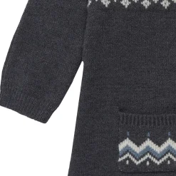 Baby Girls Dark Grey Heather Fair Isle Viscose Sweater Dress